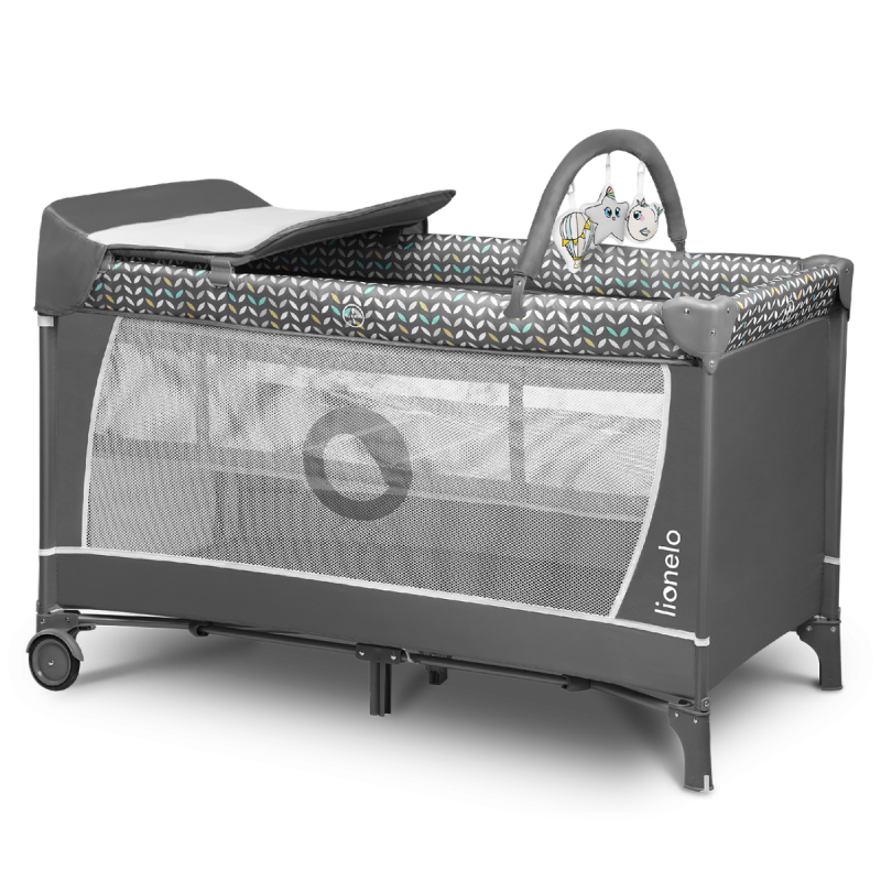 Lionelo Flower Grey Scandi - Дитяче ліжко-манеж