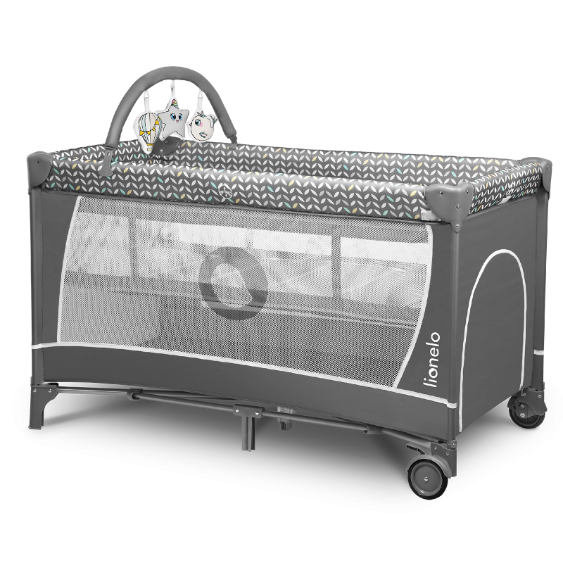 Lionelo Flower Grey Scandi - Дитяче ліжко-манеж