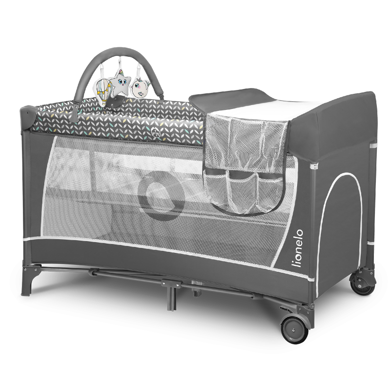 Lionelo Flower Grey Scandi - Дитяче ліжко-манеж