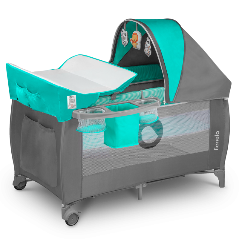 Lionelo Sven Plus Turquoise/Grey - Дорожнє ліжечко