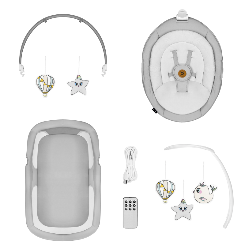 Набір Lionelo Bella Set Grey Concrete - ліжко-гойдалка 2 в 1
