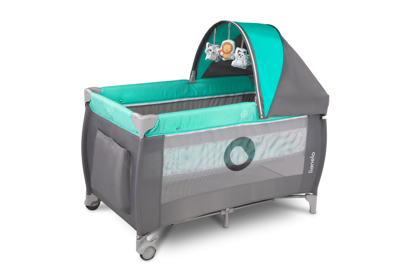 Lionelo Sven Plus Turquoise/Grey - Дорожнє ліжечко