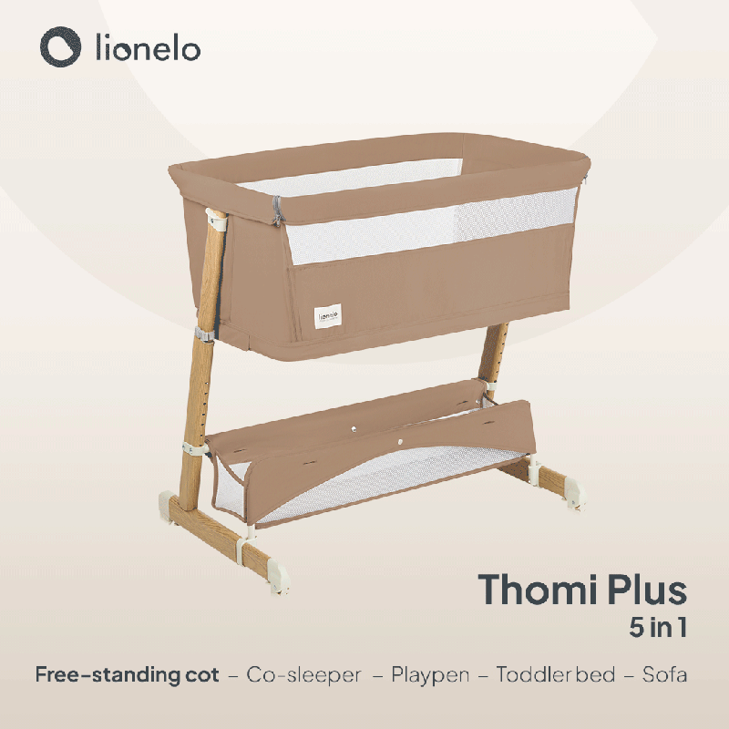 Lionelo Thomi Plus Beige Carmel - Приставне ліжечко