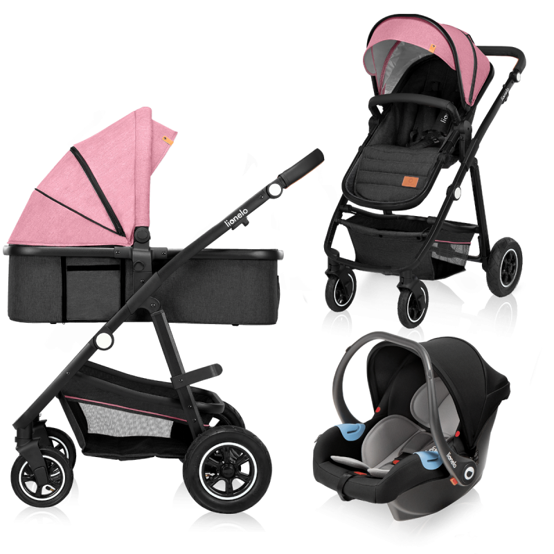 Lionelo Amber 3 в 1 Pink Rose - Багатофункціональна коляска з сидінням