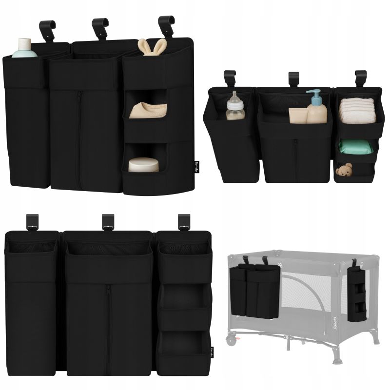 Lionelo Sidepocket Large Black - Органайзер для ліжечка