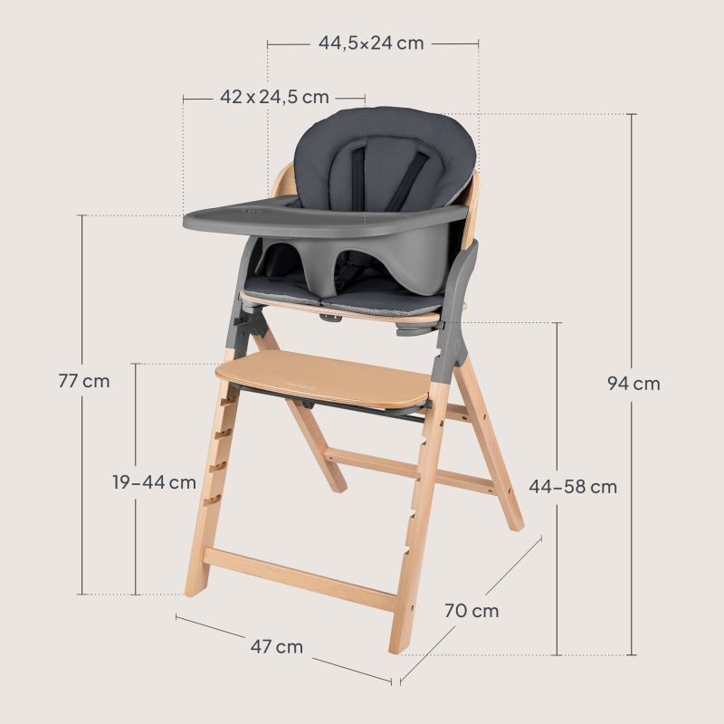 Lionelo Megan Grey Wood - Стільчик для годування