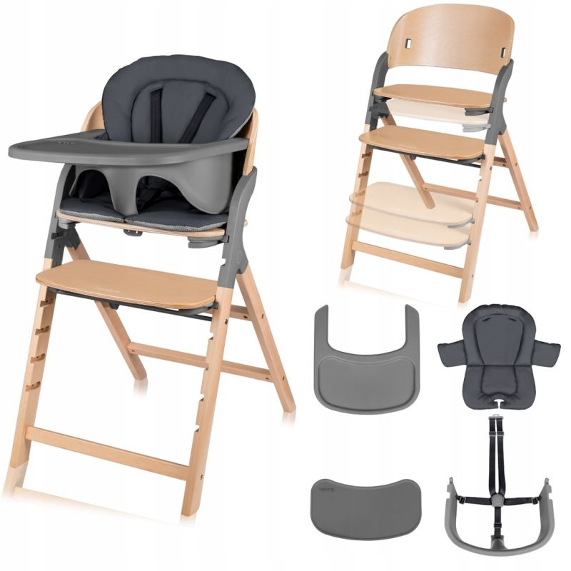 Lionelo Megan Grey Wood - Стільчик для годування