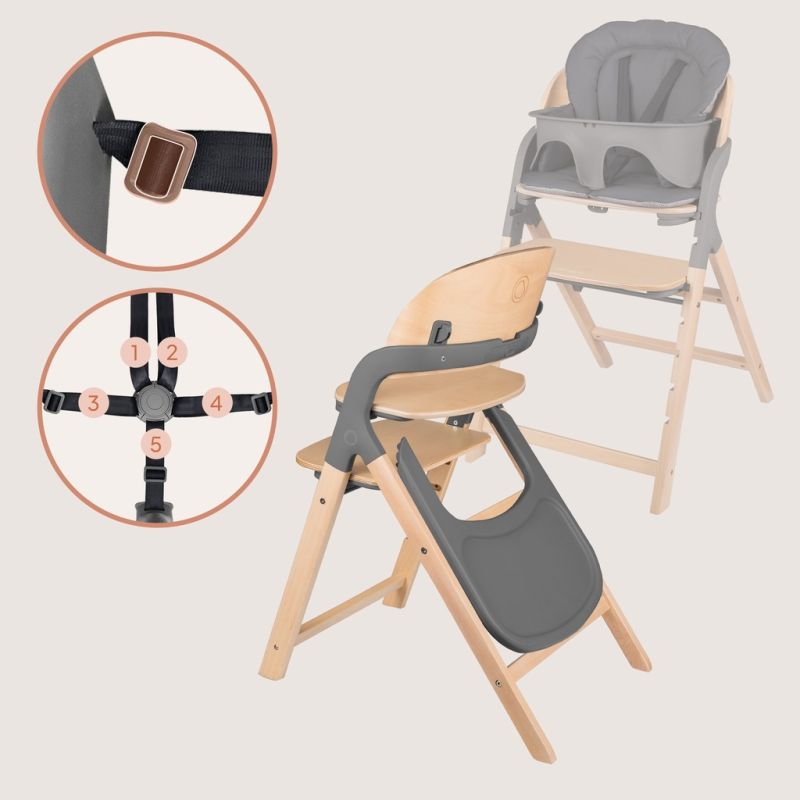 Lionelo Megan Grey Wood - Стільчик для годування