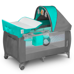 Lionelo Sven Plus Turquoise/Grey - Дорожнє ліжечко