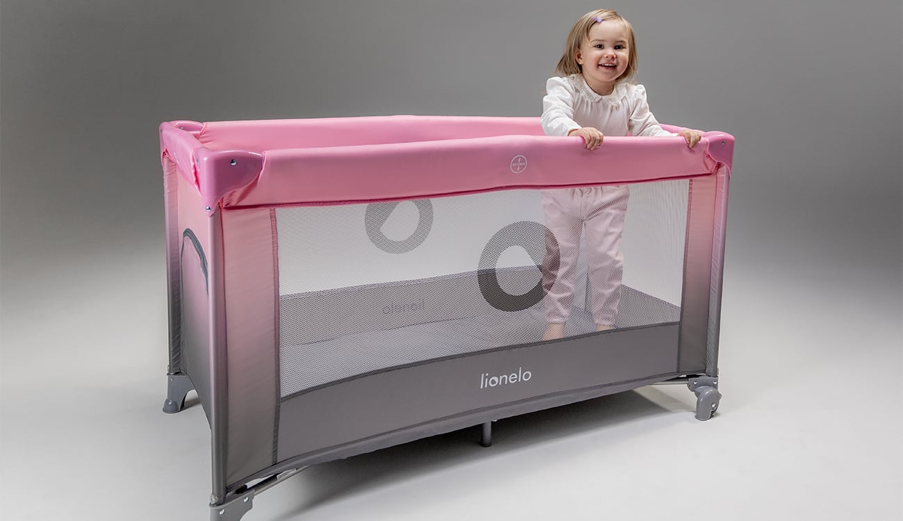 Mobilne i stabilne ł&oacute;żeczko turystyczne 2 w 1 Lionelo Stefi Pink Ombre